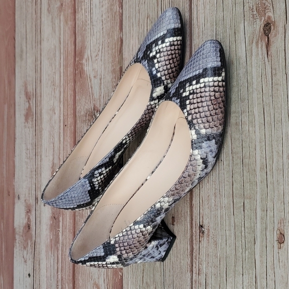 Aquatalia Pasha Pump Snakeskin print Block Heels shoes leather sandals 8 - Picture 13 of 15